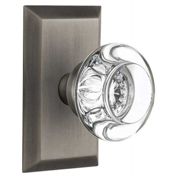 Nostalgic Warehouse Sturcc_Psg_238_Nk Round Clear Crystal Solid Brass Passage Door Knob