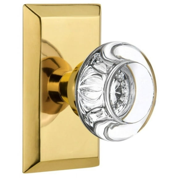 Nostalgic Warehouse Sturcc_Sd_Nk Round Clear Crystal Solid Brass Single Dummy Door Knob -