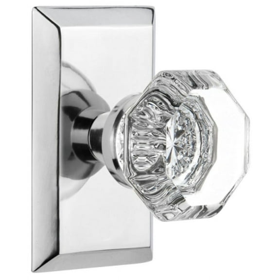 Nostalgic Warehouse Stuwal_Psg_234_Nk Waldorf Lead Crystal Passage Door Knob Set - Chrome