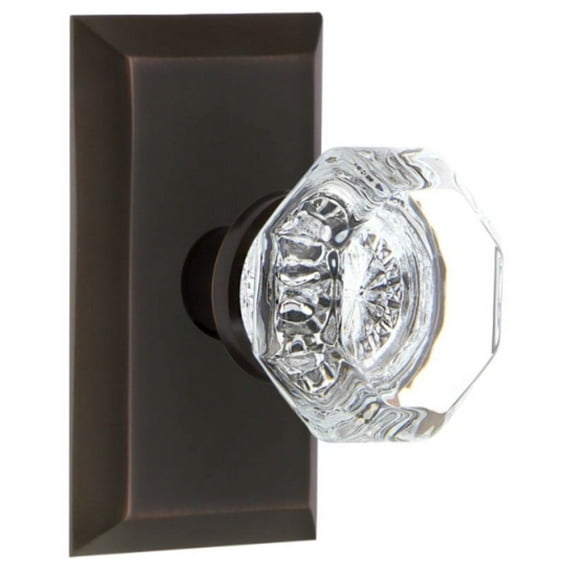 Nostalgic Warehouse Stuwal_Psg_238_Nk Waldorf Lead Crystal Passage Door Knob Set - Bronze