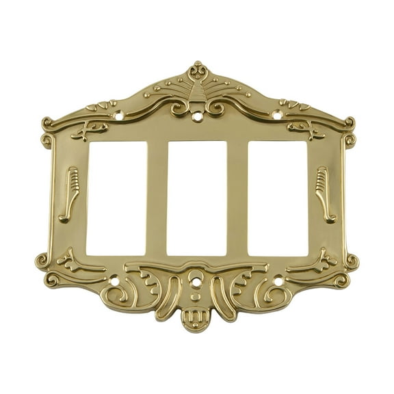Nostalgic Warehouse Vic_Swplt_R3 Victorian Triple Rocker / Gfi Wall Plate - Brass