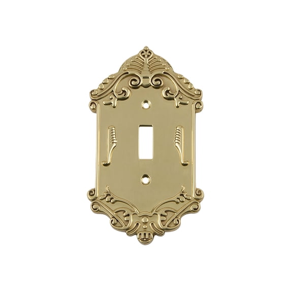 nostalgic warehouse 720082 victorian switch plate with single toggle, unlacquered brass