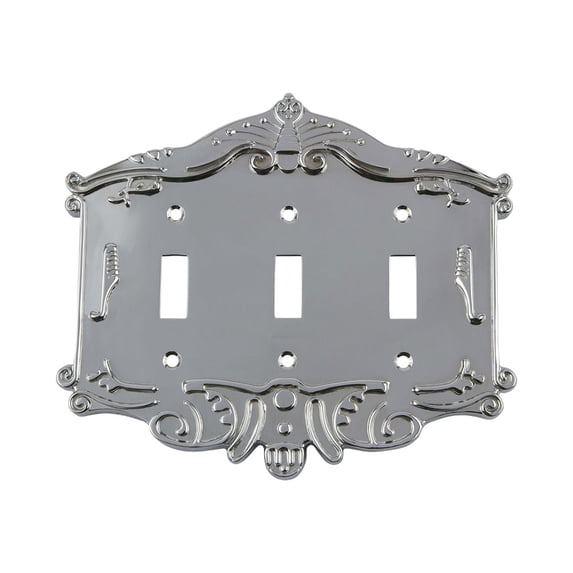 nostalgic warehouse 719868 victorian switch plate with triple toggle bright chrome