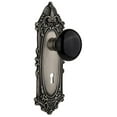 thumbnail image 1 of Nostalgic Warehouse Vicblk_Sd_Kh Black Porcelain Solid Brass Single Dummy Door Knob - Grey, 1 of 3