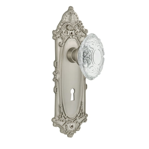 Nostalgic Warehouse Viccvi_Sd_Kh Vintage Crystal Victorian Single Dummy Door Knob - Nickel