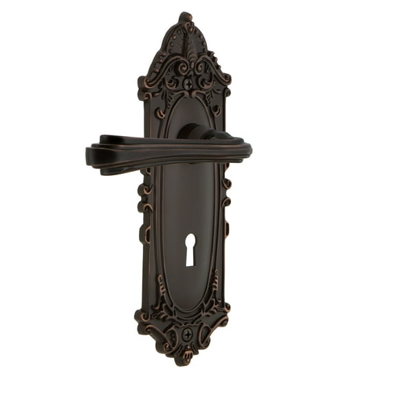 Nostalgic Warehouse Vicflr_Prv_238_Kh Fleur Privacy Door Lever Set - Bronze
