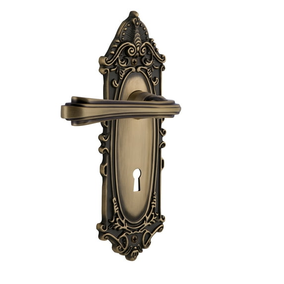 Nostalgic Warehouse Vicflr_Prv_238_Kh Fleur Privacy Door Lever Set - Brass