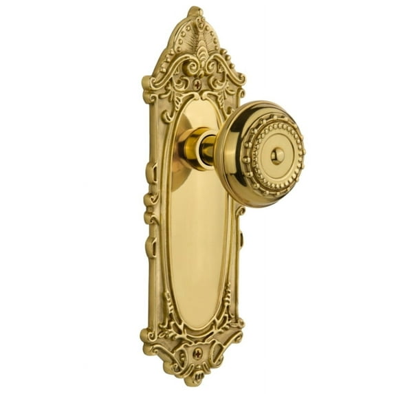 Nostalgic Warehouse Vicmea_Psg_238_Nk Meadows Solid Brass Passage Door Knob Set - Brass