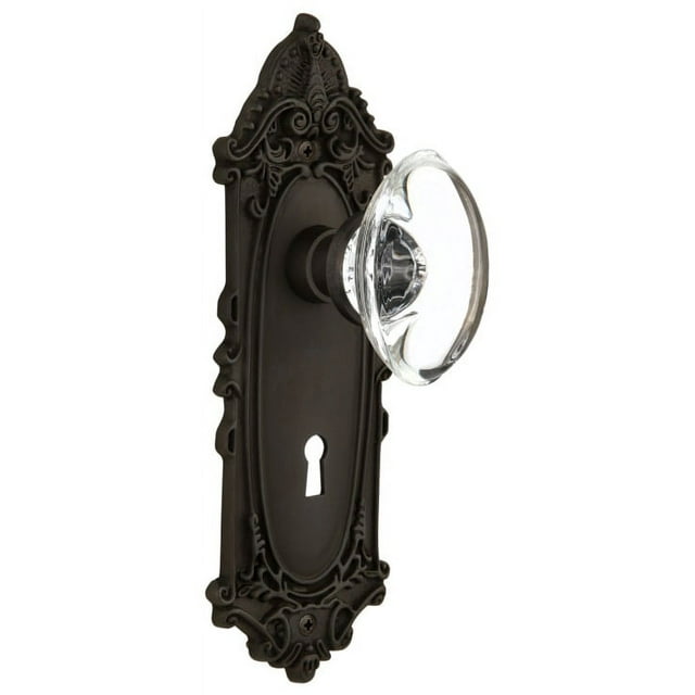 Nostalgic Warehouse Vicocc_Mrt_214_Kh Oval Clear Crystal Solid Brass Vintage Skeleton Key