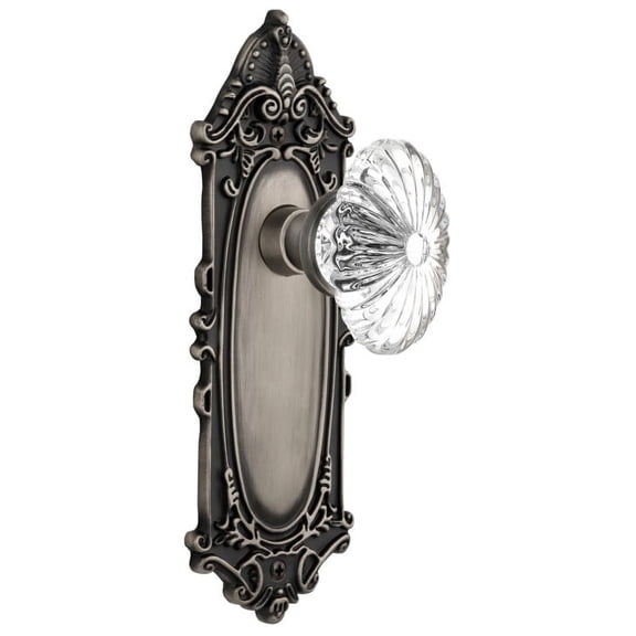 Nostalgic Warehouse Vicofc_Prv_234_Nk Oval Fluted Crystal Solid Brass Privacy Door Knob
