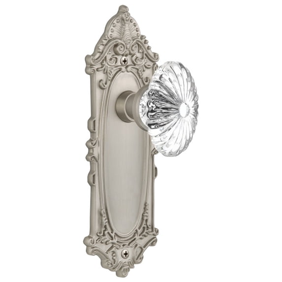 Nostalgic Warehouse Vicofc_Prv_234_Nk Oval Fluted Crystal Solid Brass Privacy Door Knob
