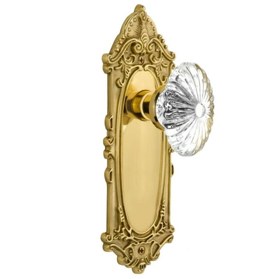Nostalgic Warehouse Vicofc_Psg_234_Nk Oval Fluted Crystal Solid Brass Passage Door Knob