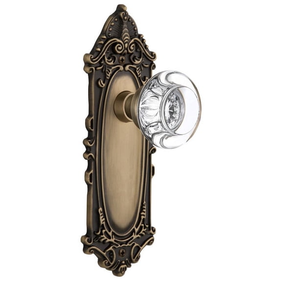 Nostalgic Warehouse Vicrcc_Psg_234_Nk Round Clear Crystal Solid Brass Passage Door Knob