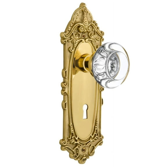 Nostalgic Warehouse Vicrcc_Psg_238_Kh Round Clear Crystal Solid Brass Passage Door Knob