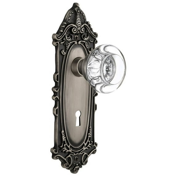 Nostalgic Warehouse Vicrcc_Sd_Kh Round Clear Crystal Solid Brass Single Dummy Door Knob -