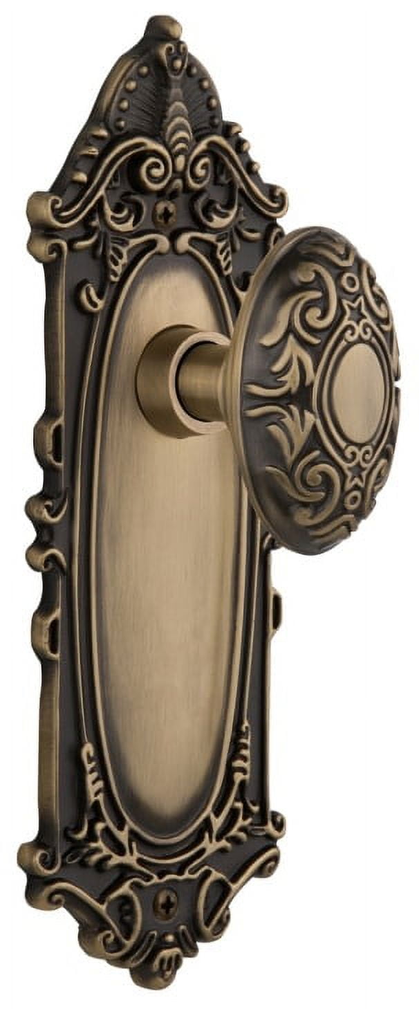 Antique Brass Victorian Door Knob with Ornate Plate