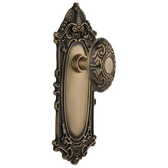 Nostalgic Warehouse Vicvic_Psg_234_Nk Victorian Solid Brass Passage Door Knob Set - Brass