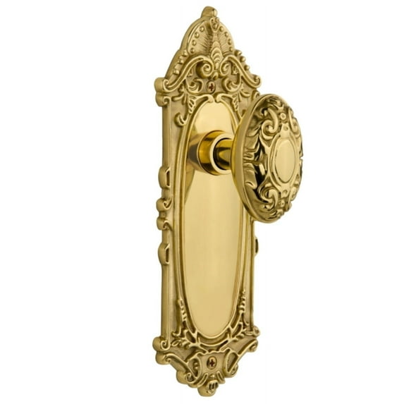 Nostalgic Warehouse Vicvic_Psg_234_Nk Victorian Solid Brass Passage Door Knob Set - Brass