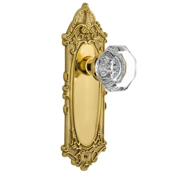 Nostalgic Warehouse Vicwal_Prv_238_Nk Waldorf Lead Crystal Privacy Door Knob Set - Brass
