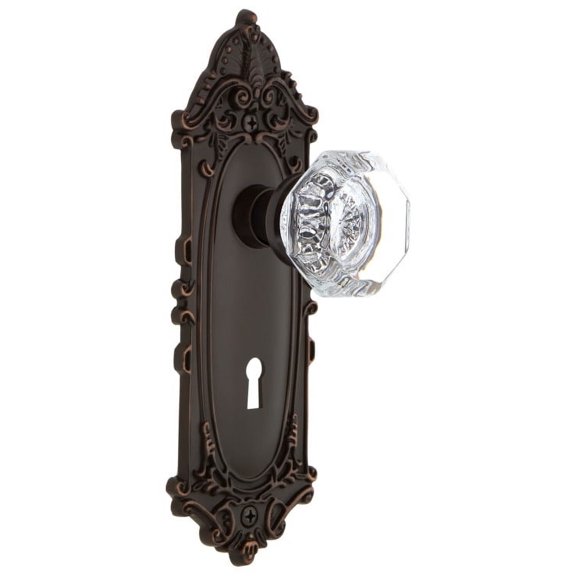 Nostalgic Warehouse Vicwal_Psg_234_Kh Waldorf Lead Crystal Passage Door Knob Set - Bronze
