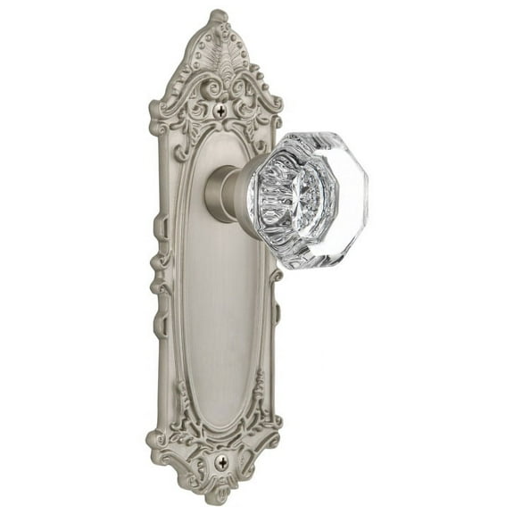 Nostalgic Warehouse Vicwal_Psg_238_Nk Waldorf Lead Crystal Passage Door Knob Set - Nickel