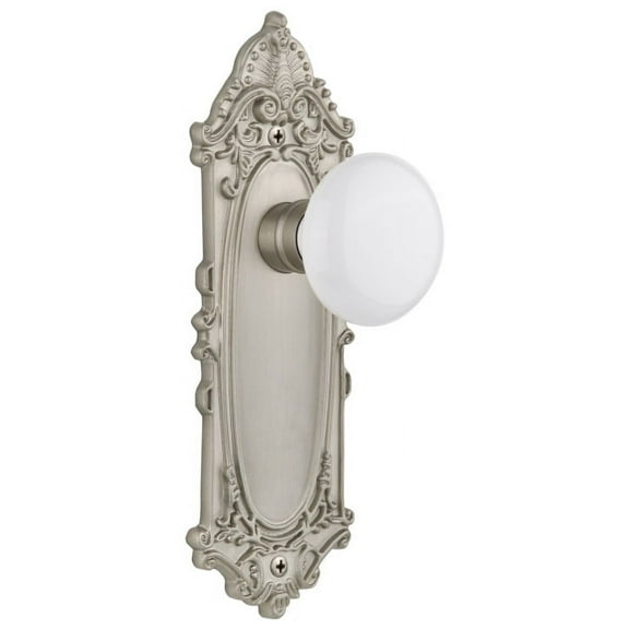 Nostalgic Warehouse Vicwhi_Psg_238_Nk White Porcelain Solid Brass Passage Door Knob Set -