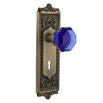Nostalgic Warehouse Waldorf Cobalt Door Knob with Egg and Dart Plate