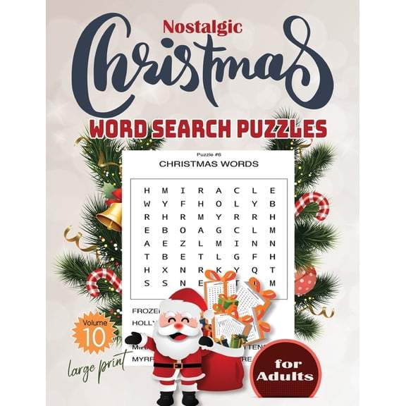 Nostalgic christmas word search puzzles large print for Adults Volume10: 254 large print christmas word search puzzles b, (Paperback)