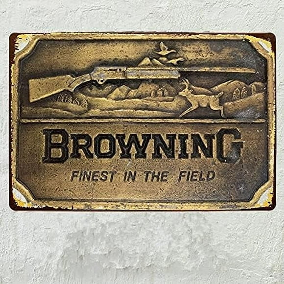 Nostalgic tin Sign Classic Browning Sporting Arms Buck Deer Elk Hunter Hunting Guns Tin Sign Retro Metal Sign Metal Poster Metal Decor 8x12inches Art tin Decoration