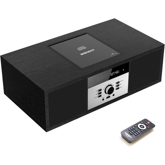 Nostalgic uetooth Stereo System for Home, Vintage Micro HiFi Systems CD Player,with uetooth Audio Streaming,FM Radio,USB Port,Aux-in,Earphone Port (ack CD Player)