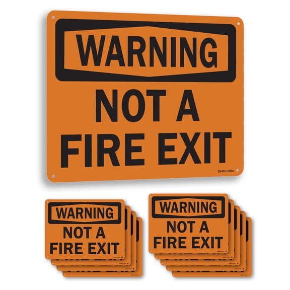 Not A Fire Exit OSHA Warning Aluminum Sign 10 Inch x 7 Inch - 10 Pack