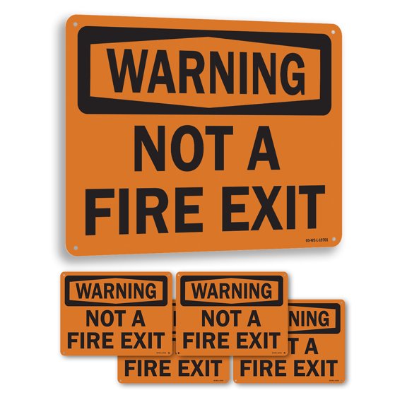 Not A Fire Exit OSHA Warning Rigid Plastic Sign 10 Inch x 7 Inch - 5 Pack