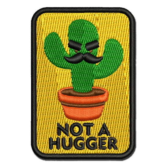 Not A Hugger Cactus Succulent Applique Multi-Color Embroidered Iron-On Patch - 2.5 Inch Small