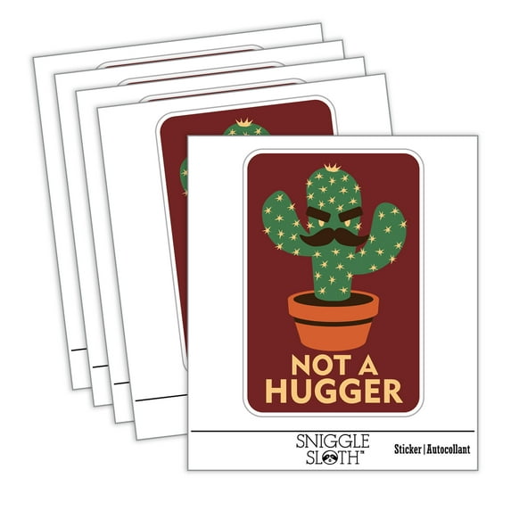 Not A Hugger Cactus Succulent Car Window Bumper Water Bottle Phone Tablet Laptop Waterproof Vinyl Decal Sticker Set 5-Pack - Gloss Finish - 5.0"