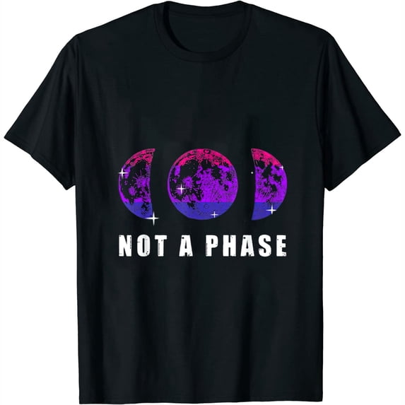 Not A Phase LGBT-Q Bi-sexual Pride Flag Proud Ally Full Moon Womens T-Shirt Black 3XL