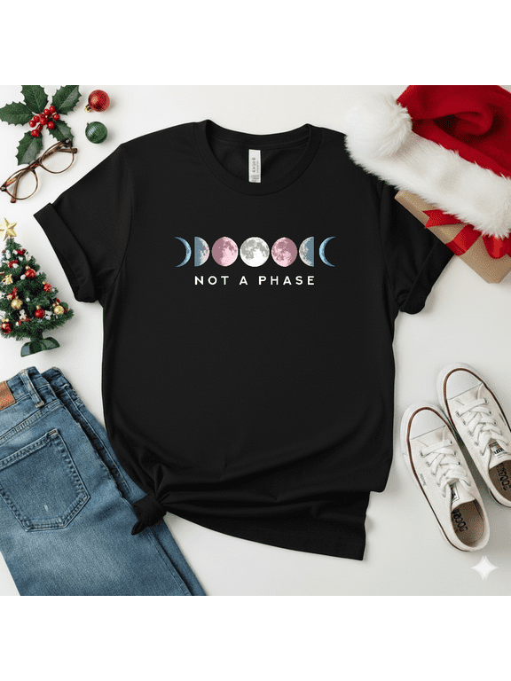 Not A Phase Moon LGBT Trans Pride Transgender Crescent Sky Art Unisex T-Shirt V17557, S-5XL