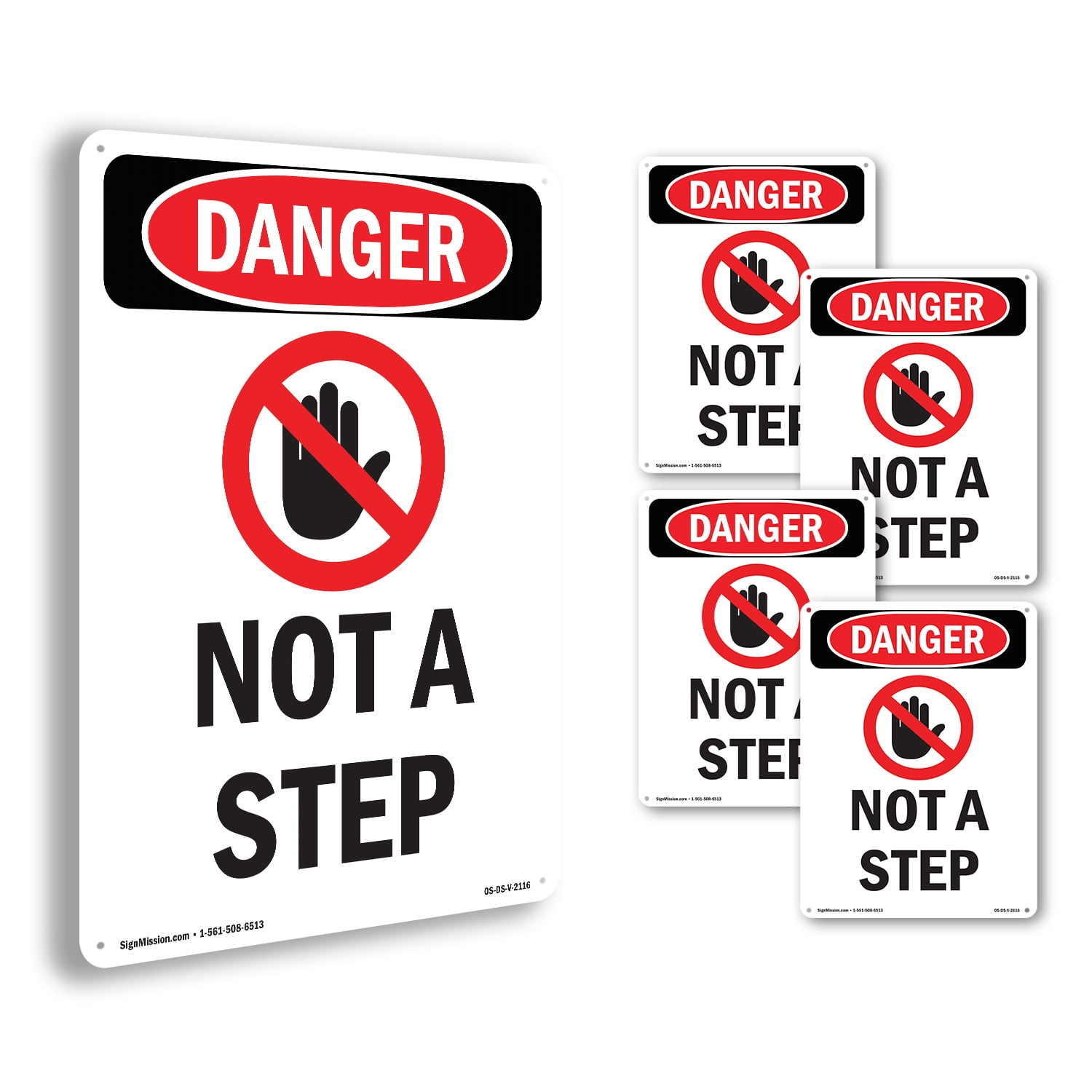 Not A Step OSHA Danger Aluminum Sign 18 Inch x 12 Inch - 5 Pack ...