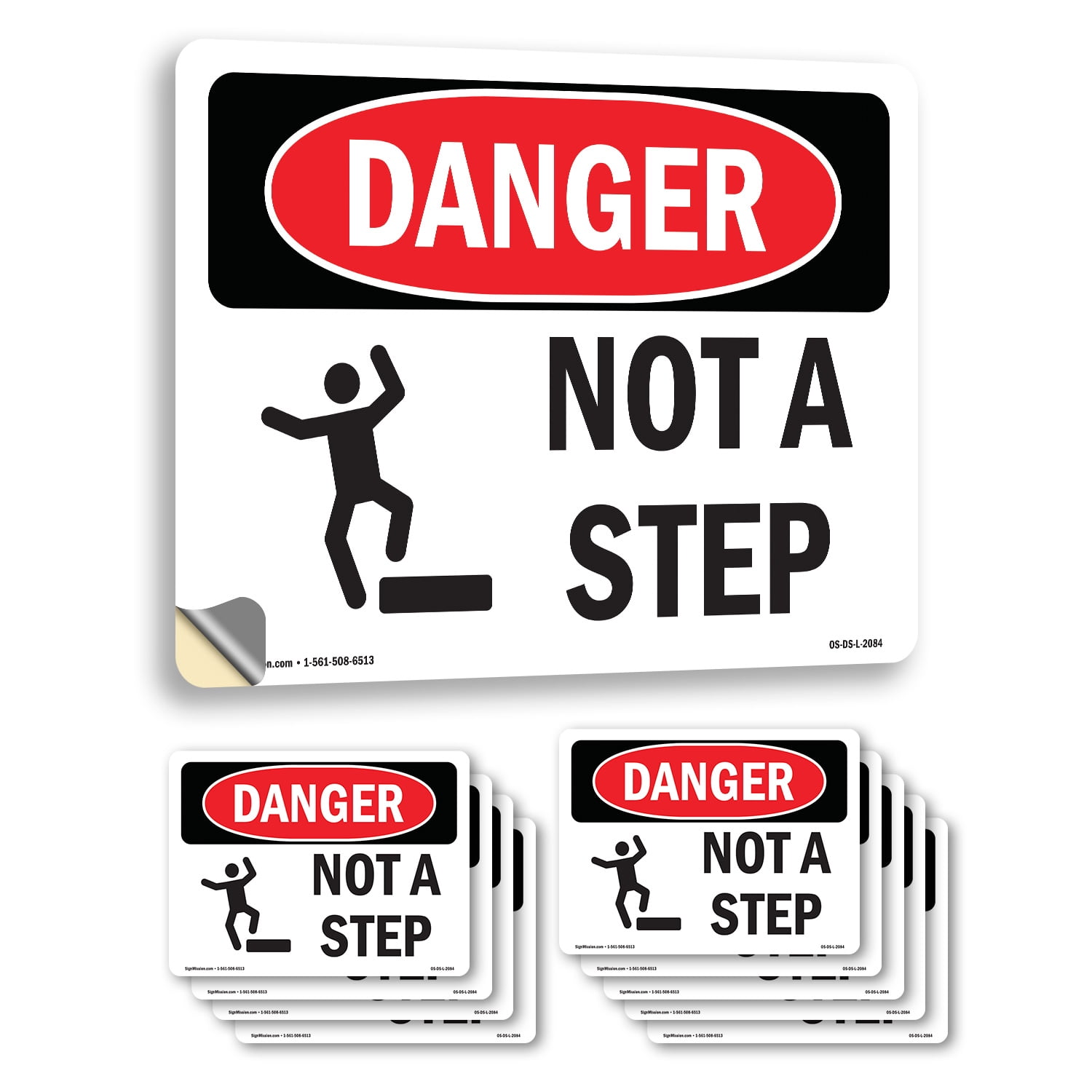Not A Step OSHA Danger Vinyl Decal Label 10 Inch x 7 Inch - 10 Pack ...
