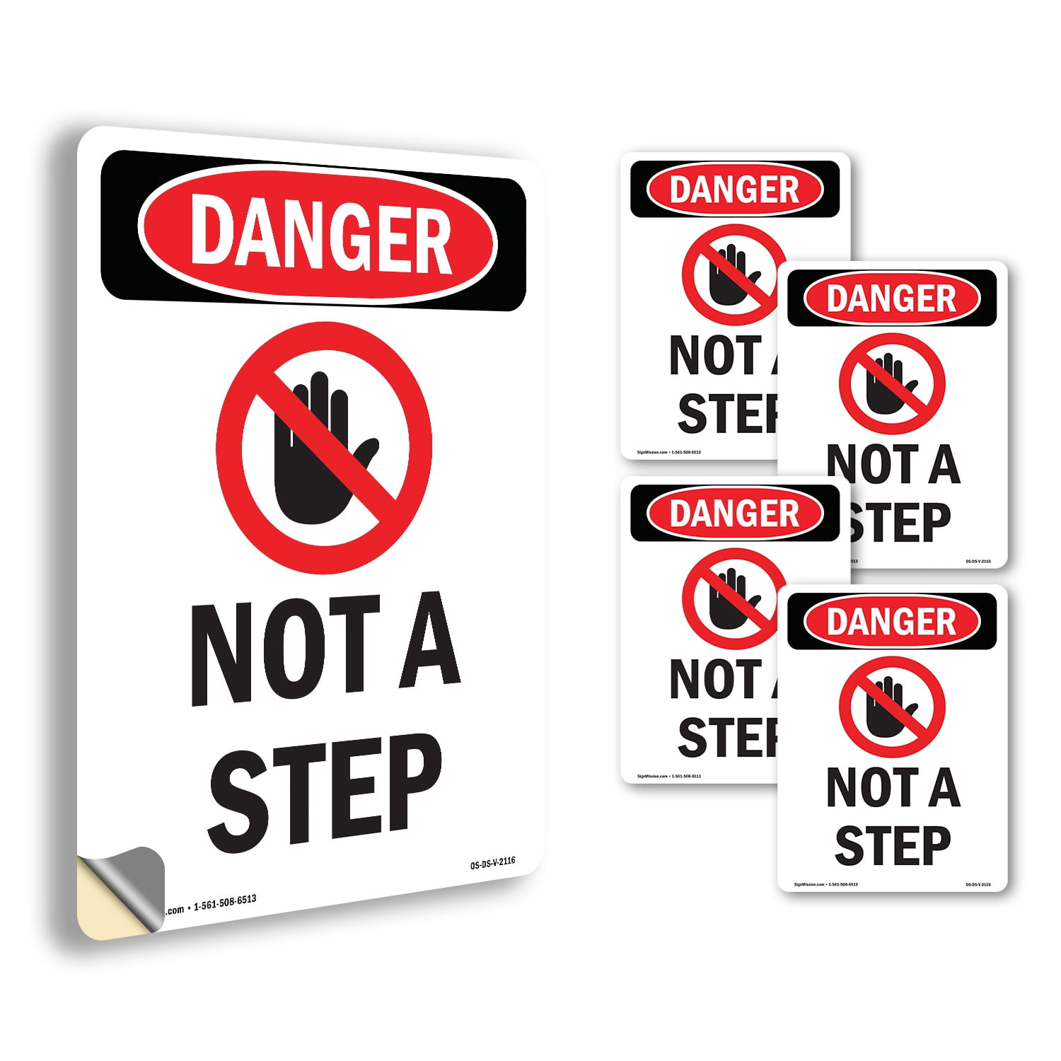 Not A Step OSHA Danger Vinyl Decal Label 24 Inch x 18 Inch - 5 Pack ...