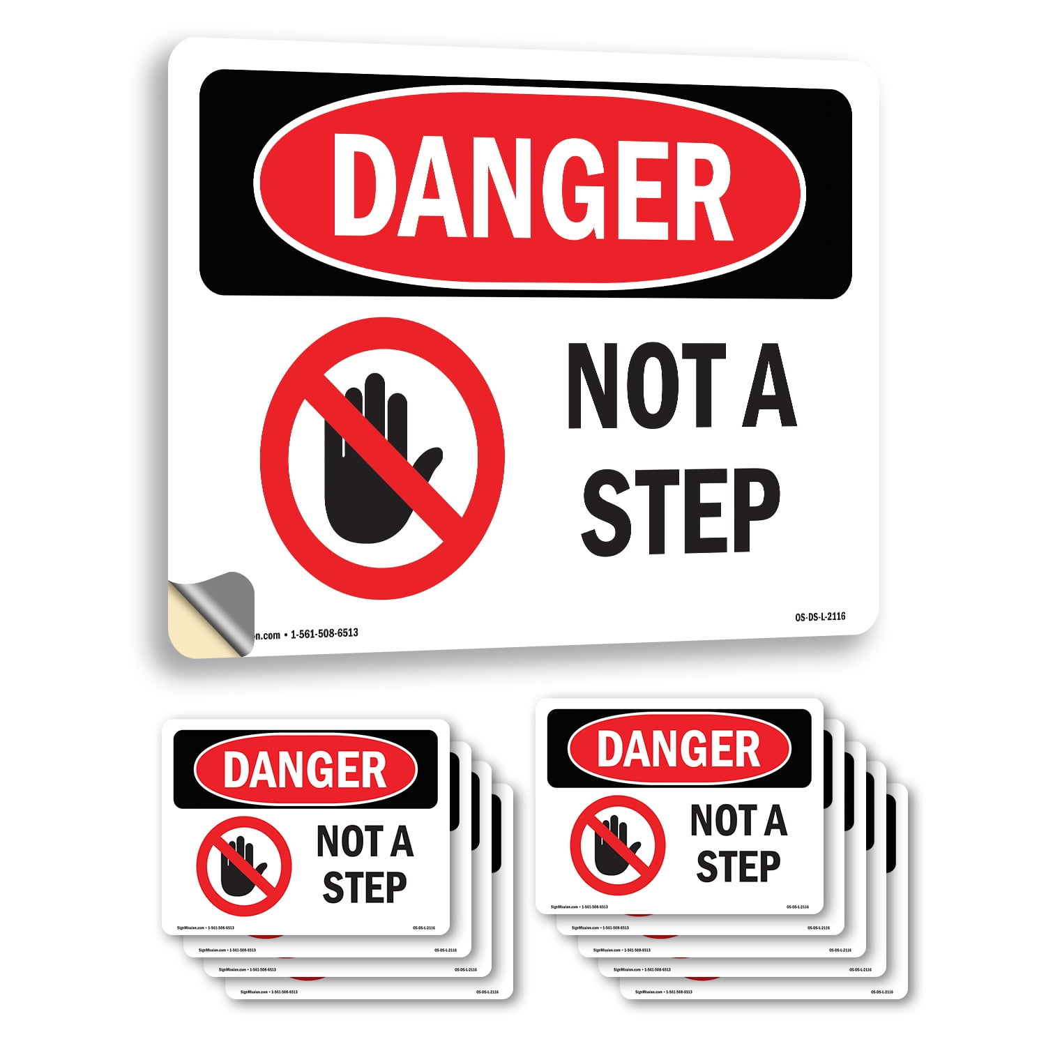 Not A Step OSHA Danger Vinyl Decal Label 5 Inch x 3.5 Inch - 10 Pack ...