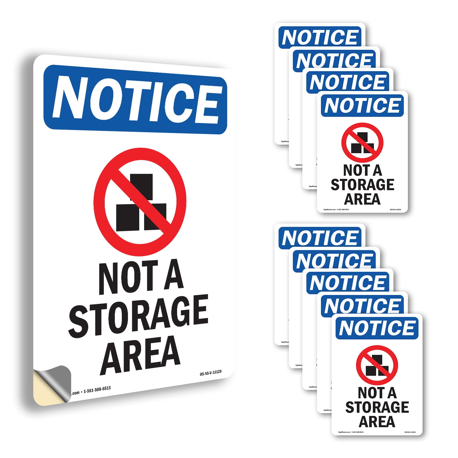 Not A Storage Area With Symbol OSHA Notice Vinyl Decal Label 10 Inch x ...