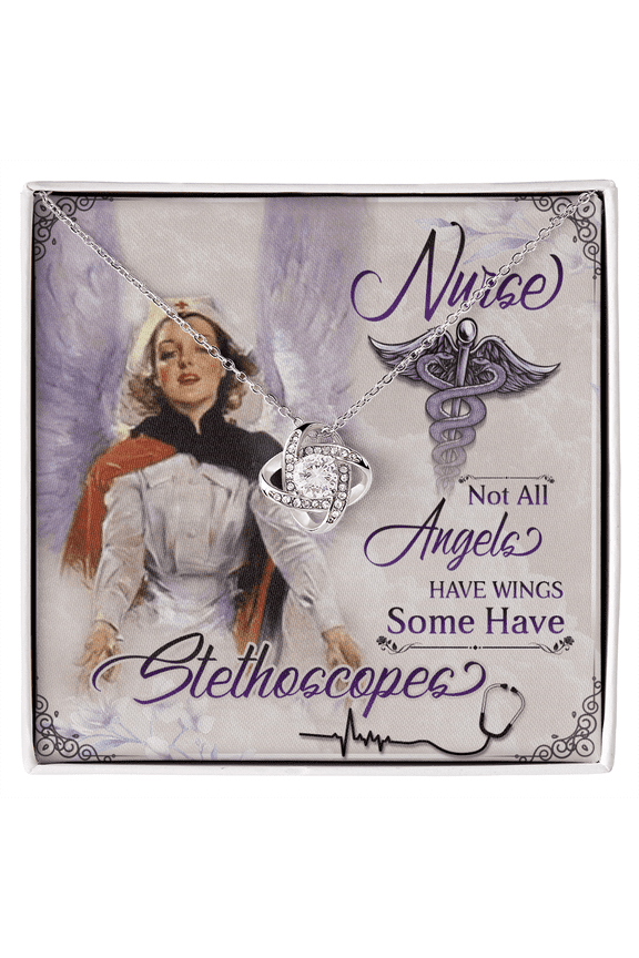 Not All Angels Have Wings Healthcare Medical Worker Nurse Appreciation Infinity Knot Necklace Message Card