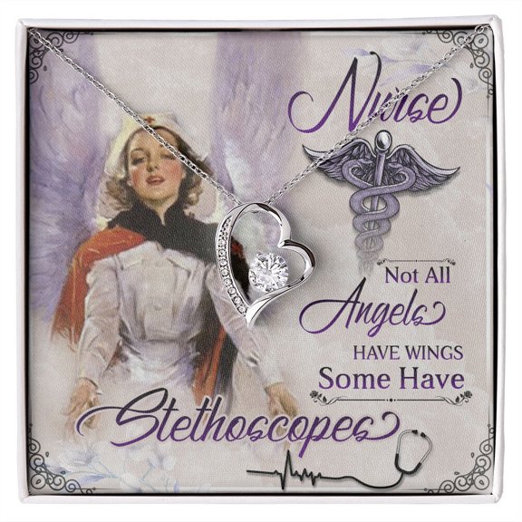 Not All Angels Have Wings Some Have Wings Healthcare Medical Worker Nurse Appreciation Forever Necklace w Message Card