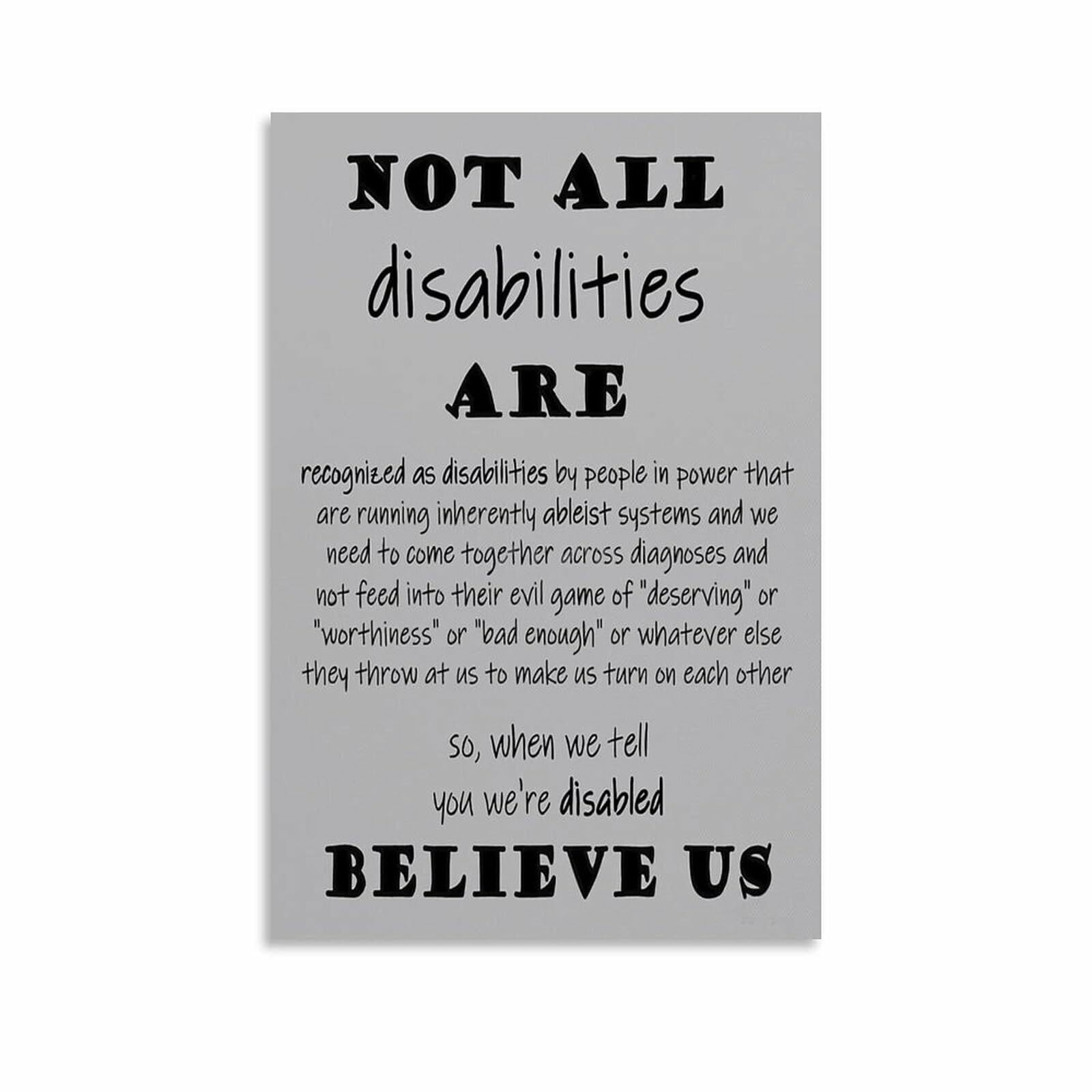 Not All Disabilities Are Visible Poster (8) Canvas Painting Wall Art ...