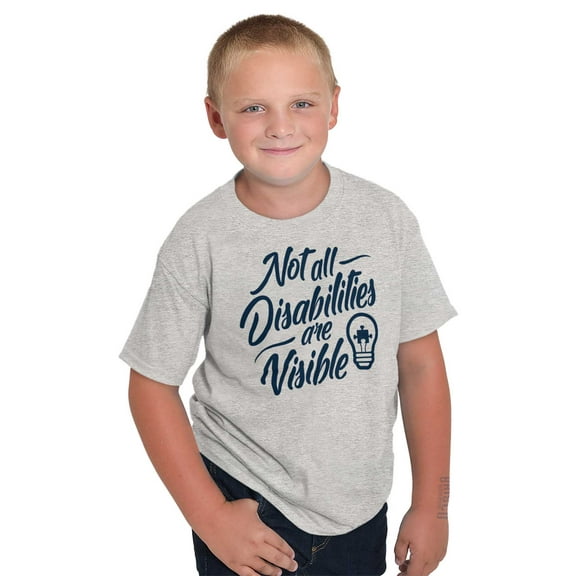Not All Disabilities are Visible Crewneck T Shirts Boy Girl Teen Brisco Brands L