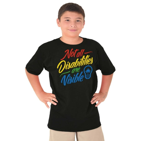 Not All Disabilities are Visible Crewneck T Shirts Boy Girl Teen Brisco Brands XS