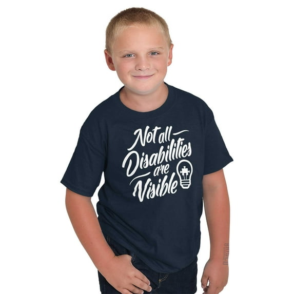 Not All Disabilities are Visible Crewneck T Shirts Boy Girl Teen Brisco Brands X