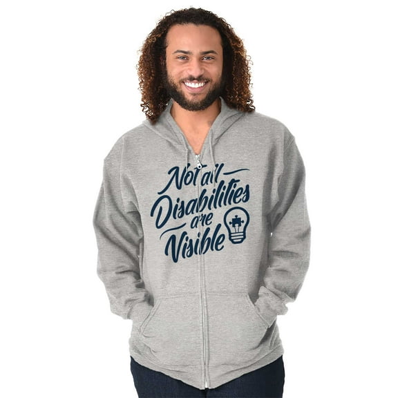 Not All Disabilities are Visible Zip Up Hoodie Men's Women's Brisco Brands X