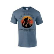 Not All Those Who Wander Are Lost Disc Golf Bigfoot Mens Short Sleeve T-shirt Graphic Tee-Heather Indigo-small
