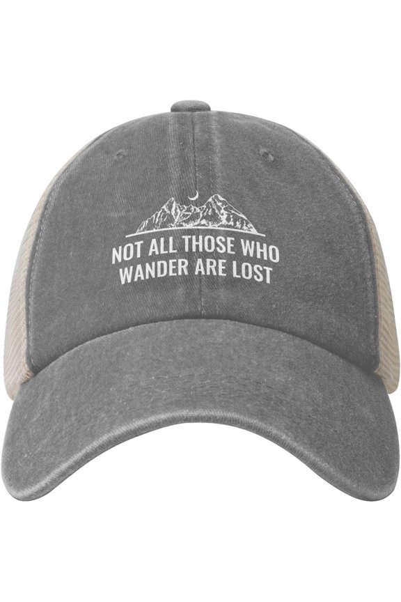 Not All Those Who Wander are Lost Hat Mesh Trucker Hats for Men Women Adjustable Vintage Washed Cotton Baseball Cap